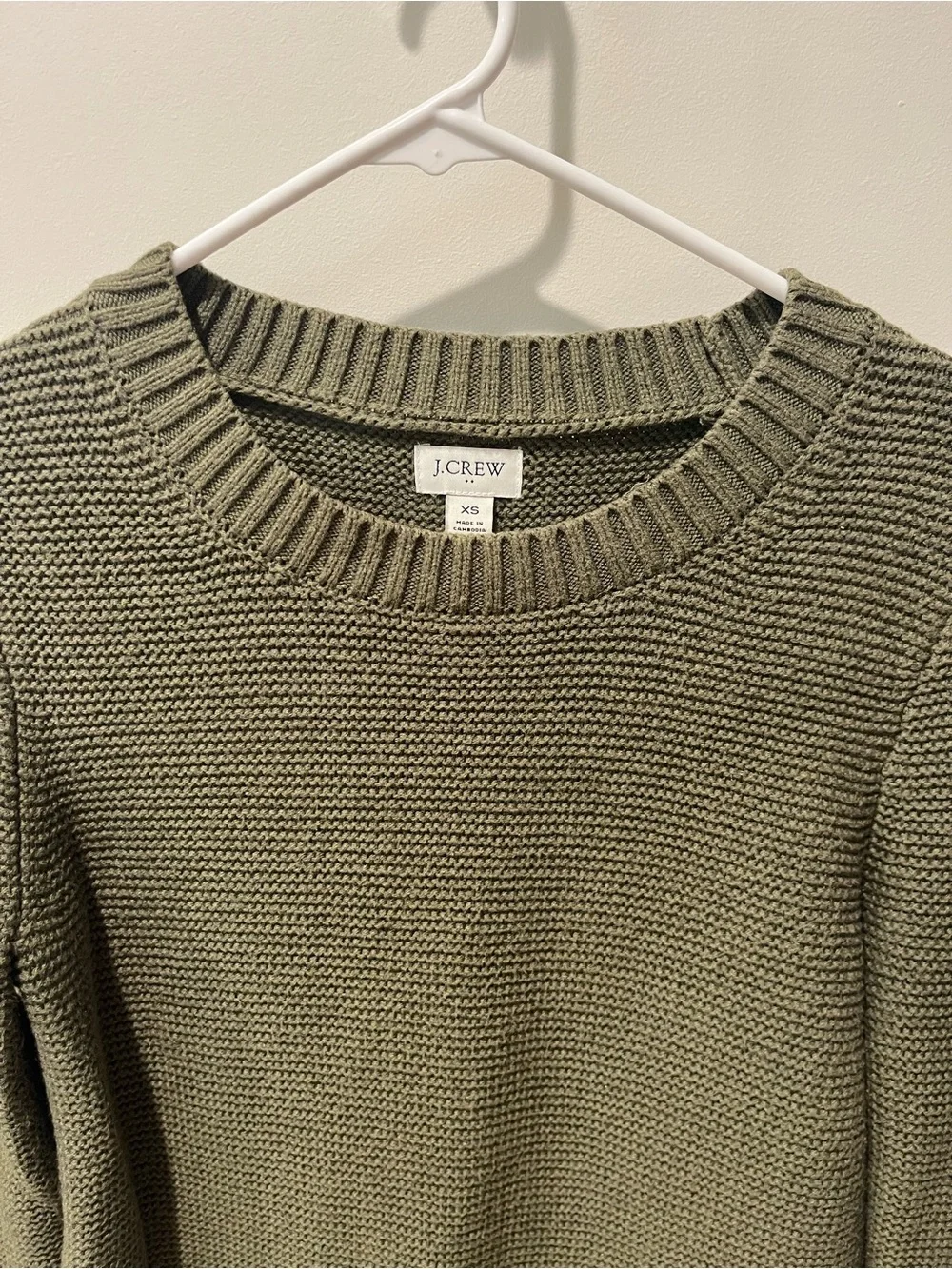 J. Crew Olive Green Textured Crewneck Sweater